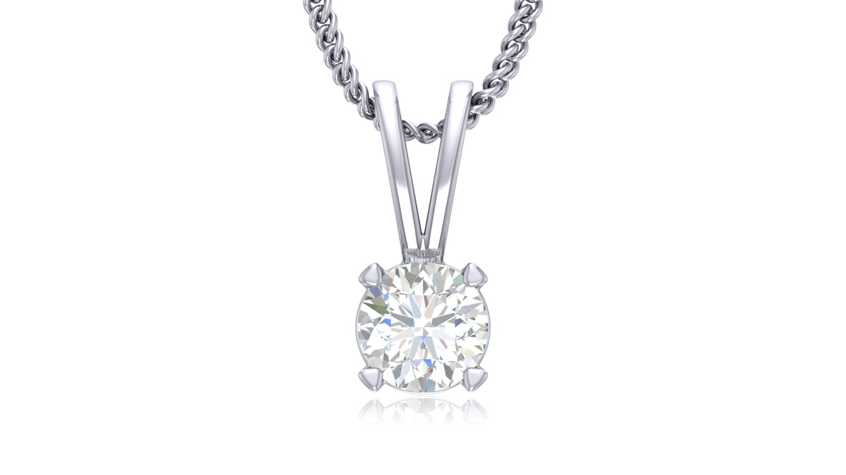 925 Silver Round Diamond Solitaire Pendant