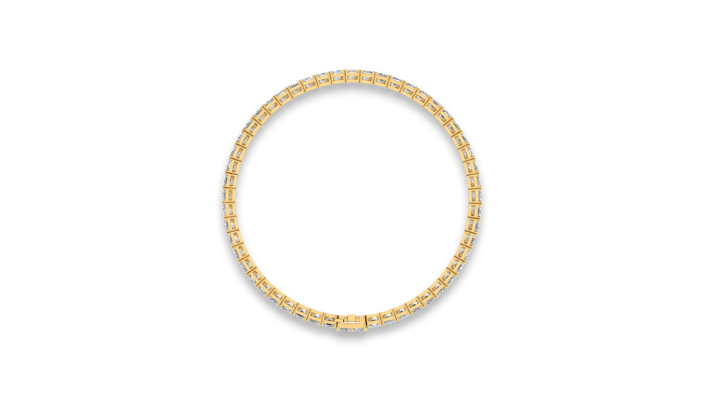 14K Yellow Gold Emerald Cut Diamond Tennis Bracelet