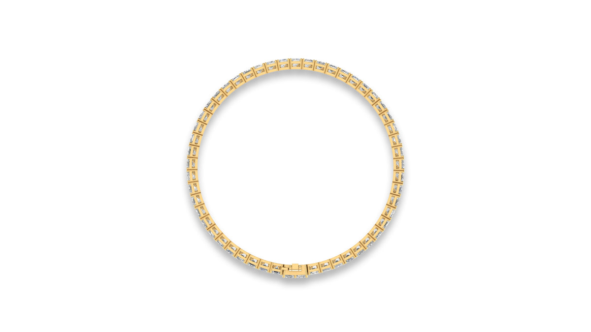14K Yellow Gold Emerald Cut Diamond Tennis Bracelet