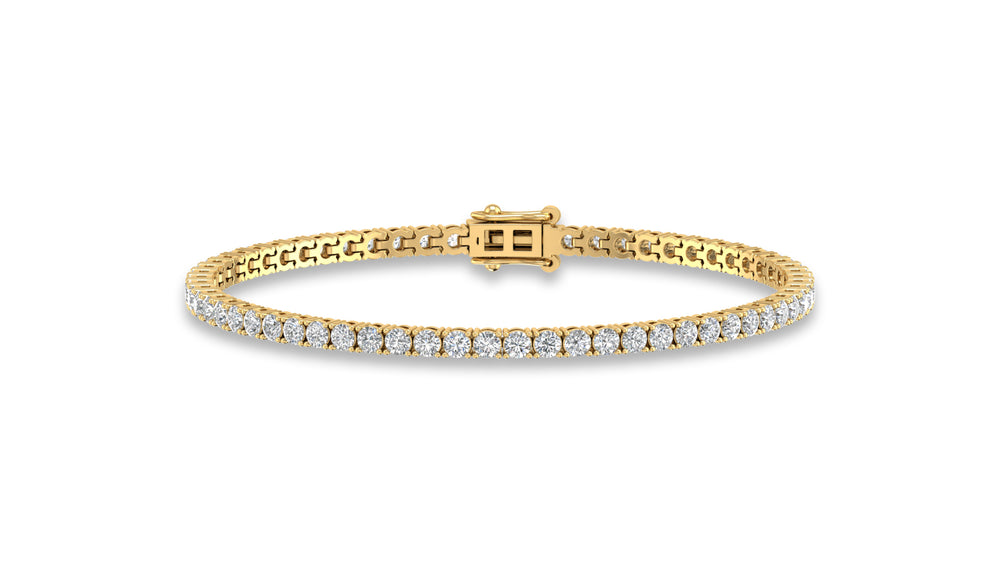 14K Yellow Gold Round Diamond Tennis Bracelet