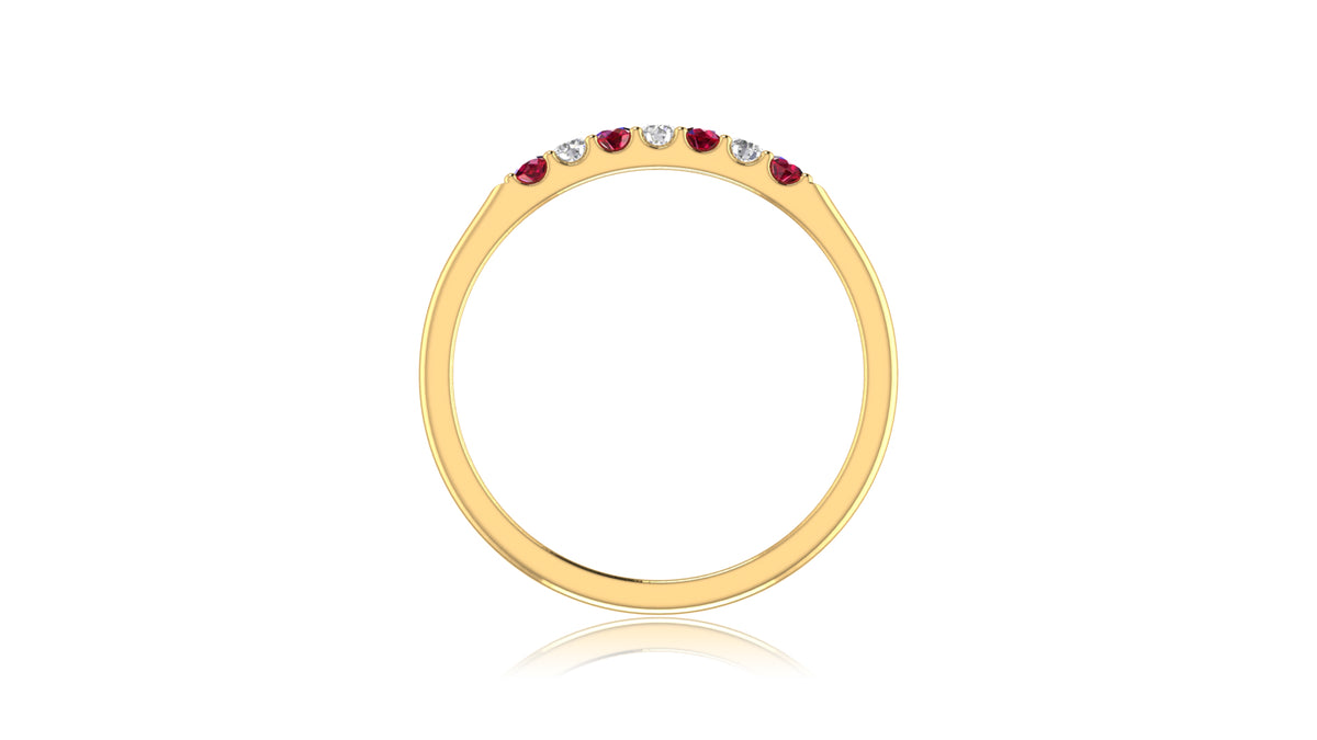 14K Yellow Gold Ruby and Diamond Band Ring