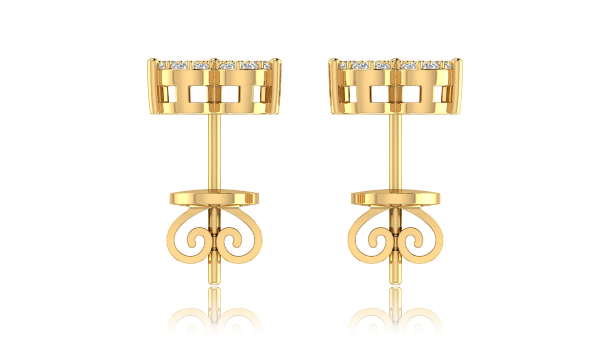 14K Yellow Gold Pear-Shaped Baguette Diamond Stud Earrings