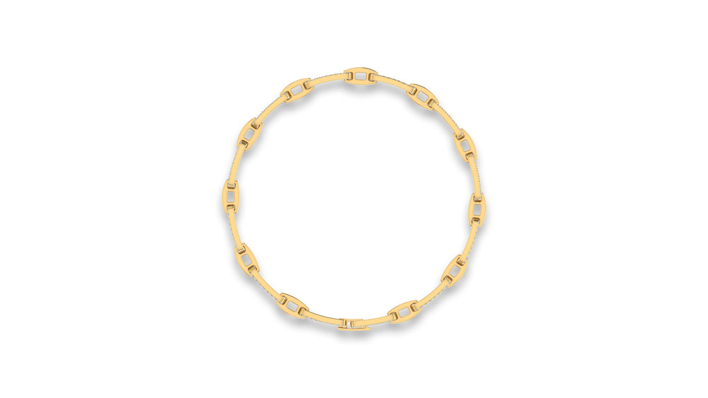 14K Yellow Gold Round Diamond Link Bracelet