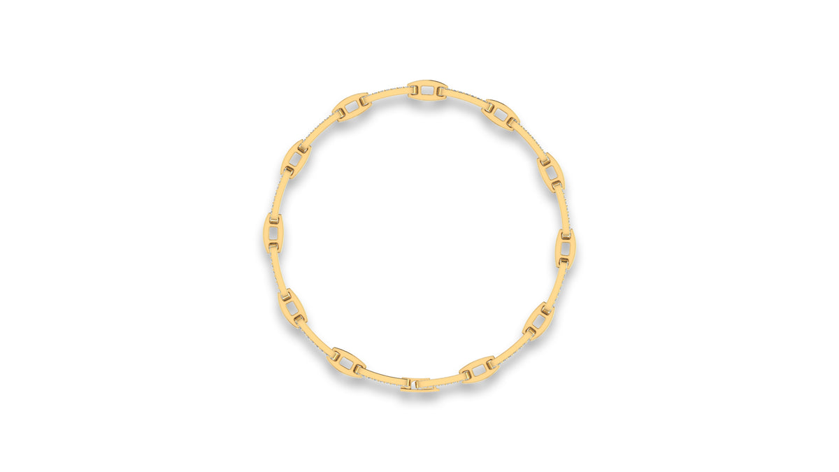 14K Yellow Gold Round Diamond Link Bracelet