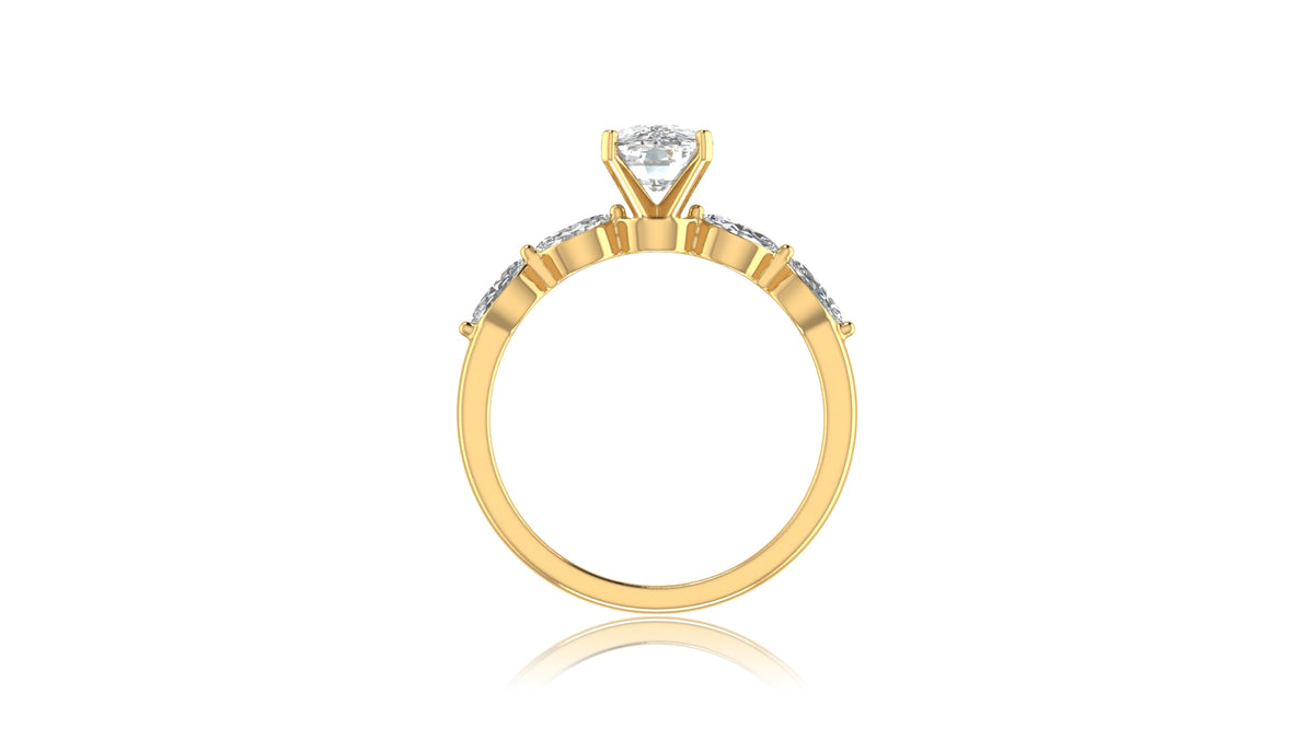 14K Yellow Gold Cushion Cut Diamond Engagement Ring