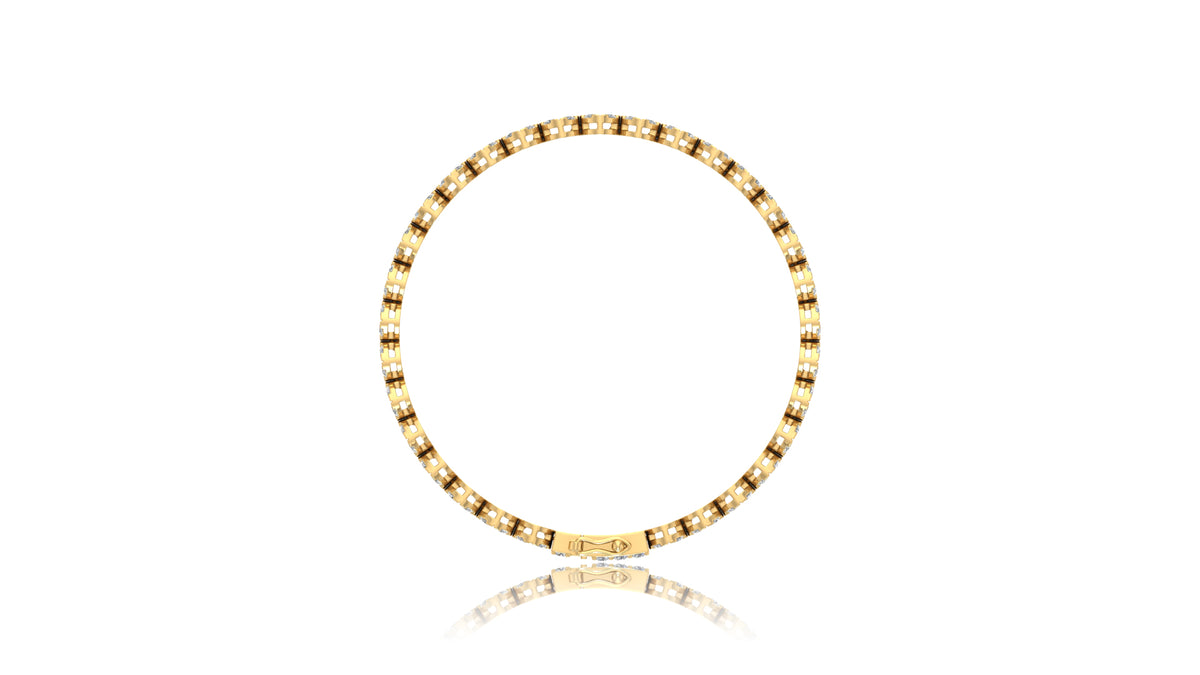14K Yellow Gold Round Diamond Tennis Bracelet