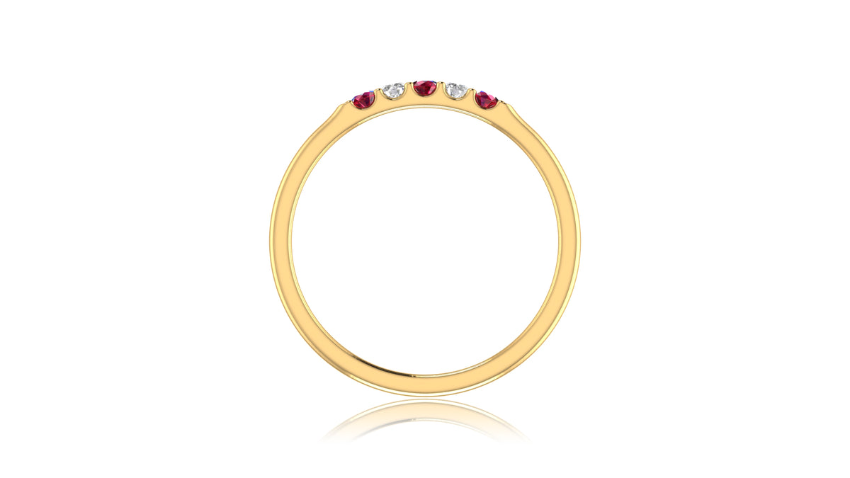 14K Yellow Gold Ruby and Diamond Band Ring