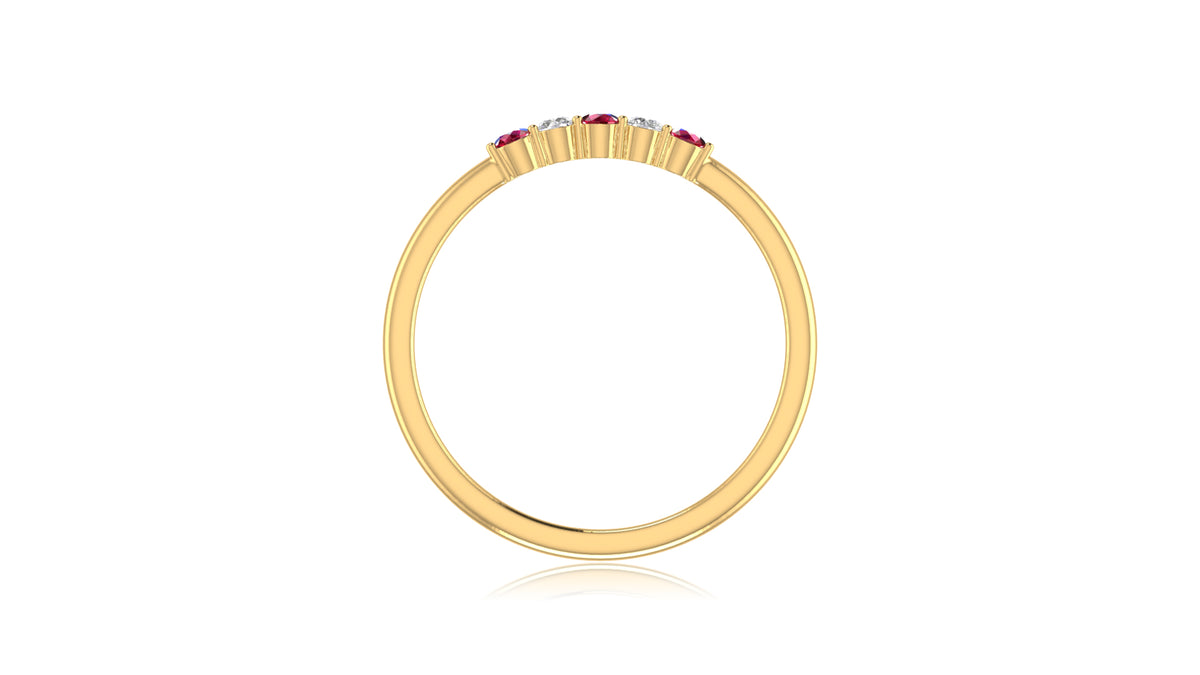14K Yellow Gold Ruby and Diamond Band Ring
