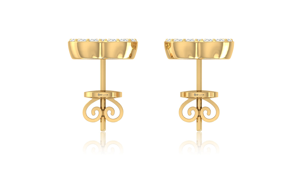 14K Yellow Gold Clover Diamond Stud Earrings