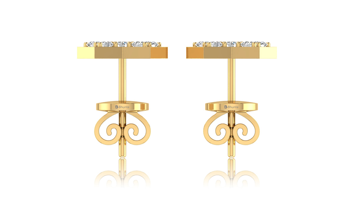 14K Yellow Gold Star Diamond Stud Earrings