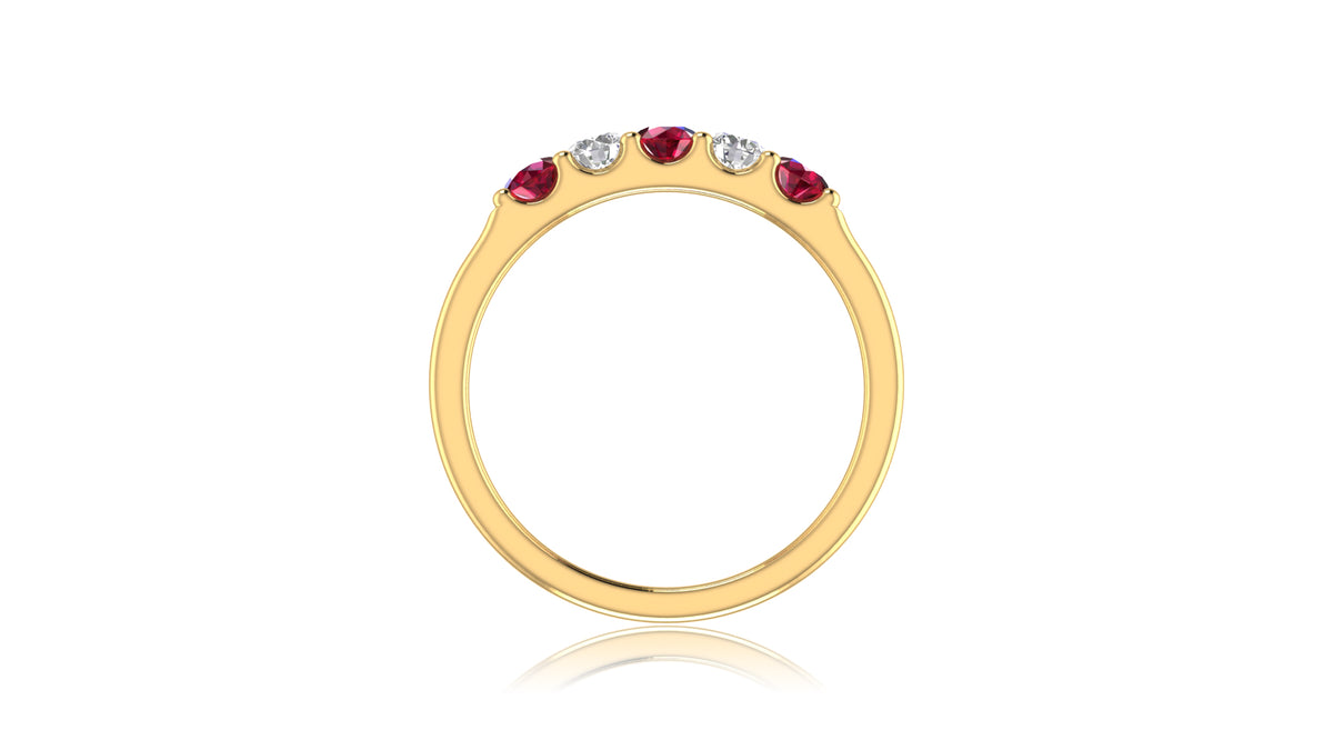 14K Yellow Gold Ruby and Diamond Band Ring