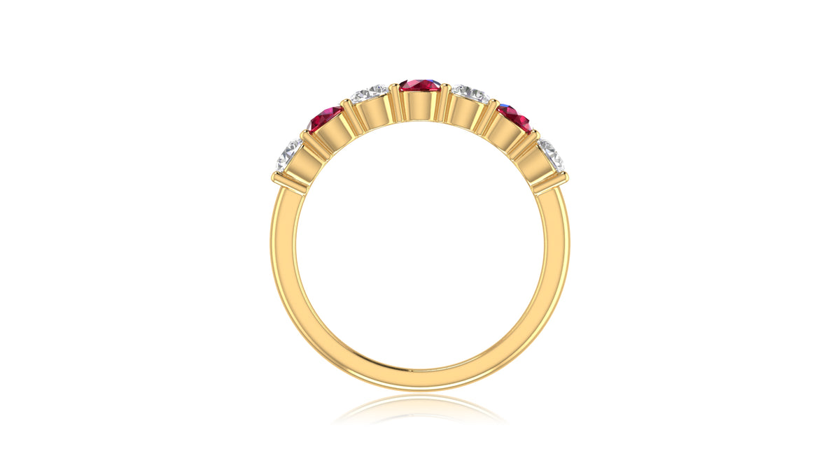 14K Yellow Gold Ruby and Diamond Band Ring
