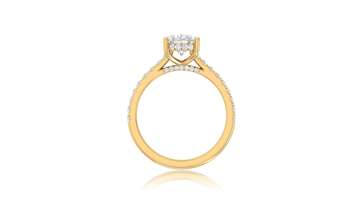 14K Yellow Gold Oval Diamond Engagement Ring