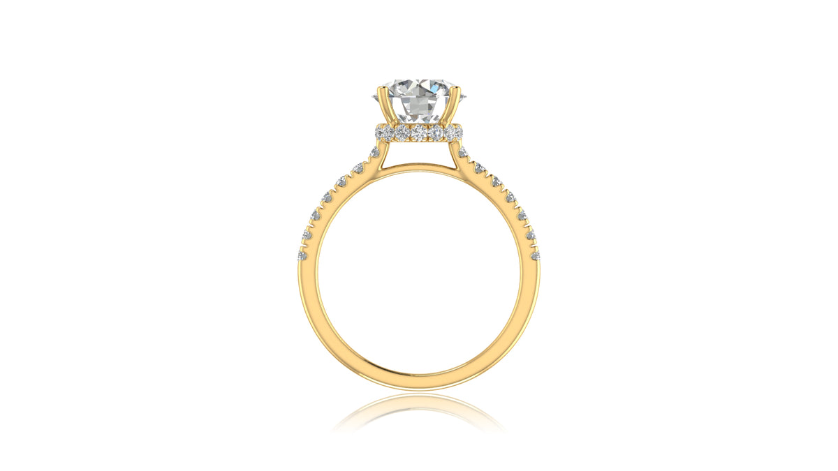 Round Diamond Halo Engagement Ring in 14KT Yellow Gold