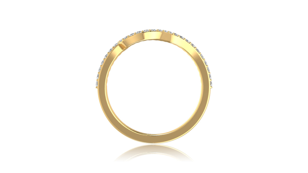 14K Yellow Gold Curved Diamond Band Ring