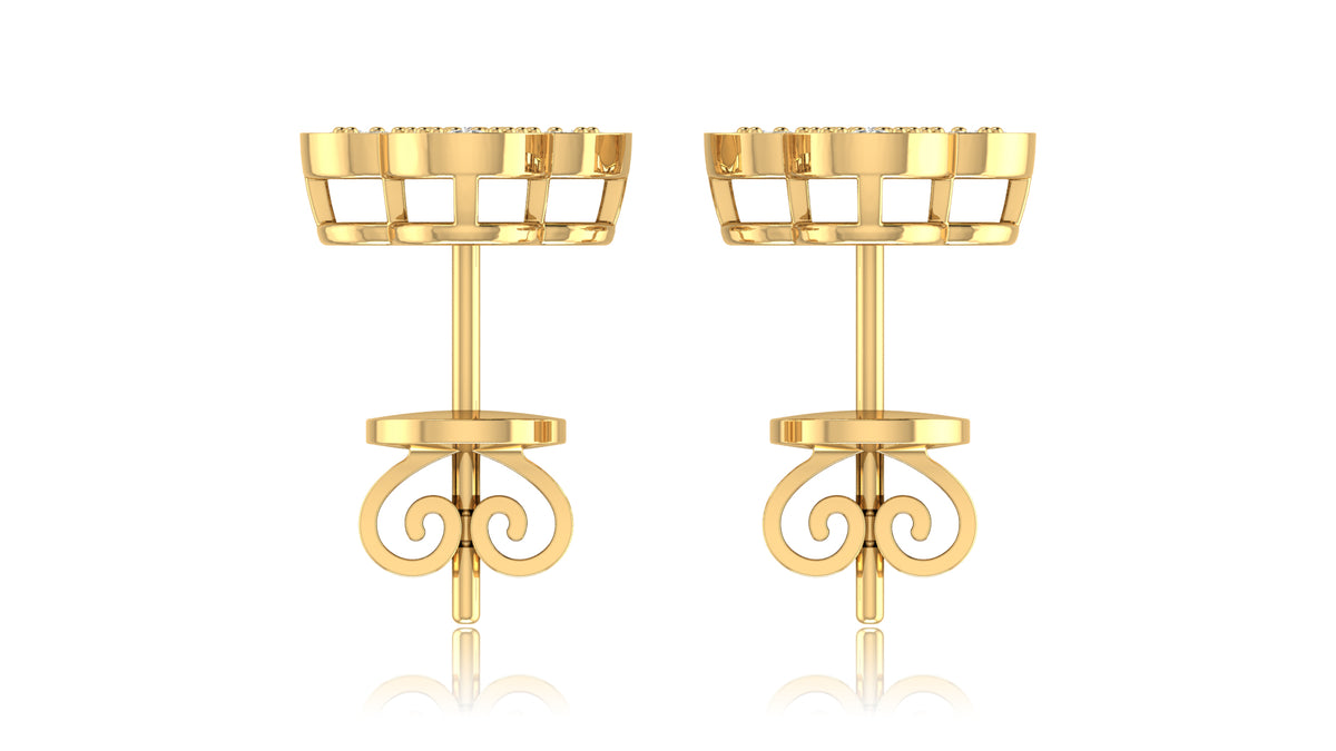 14KYellow Gold Clover Diamond Stud Earrings