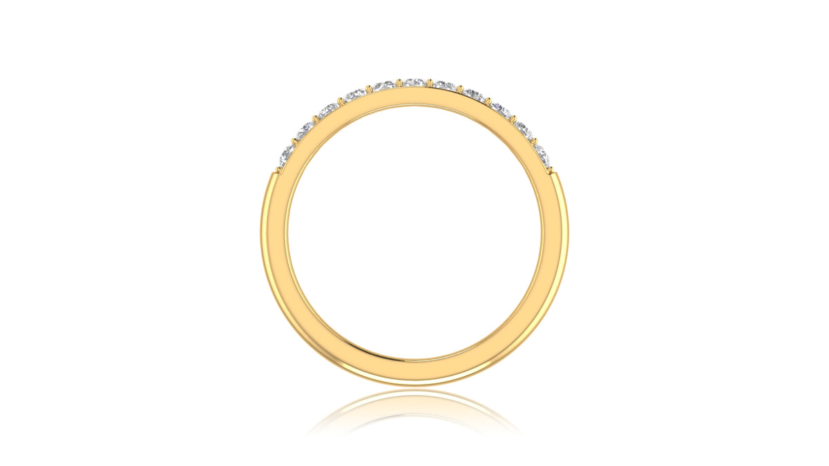 14K Yellow Gold Double Row Round Diamond Band Ring