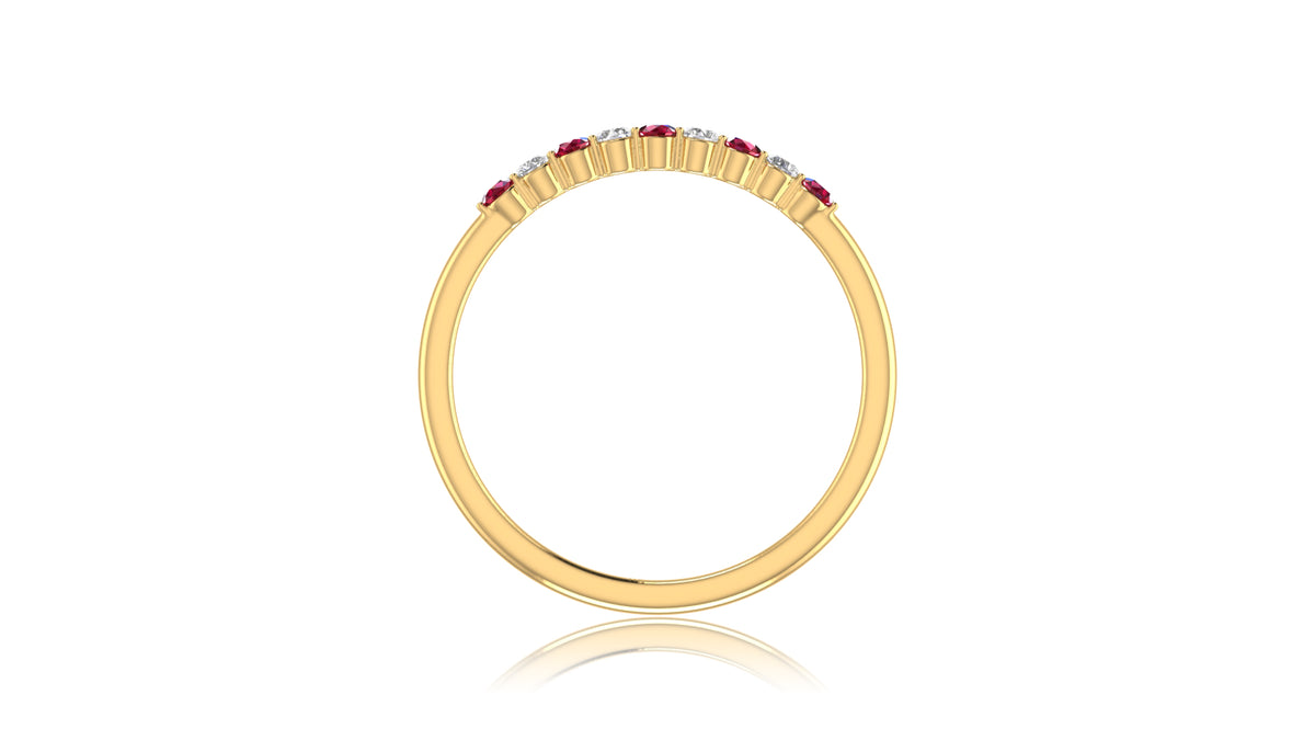 14K Yellow Gold Ruby and Diamond Band Ring