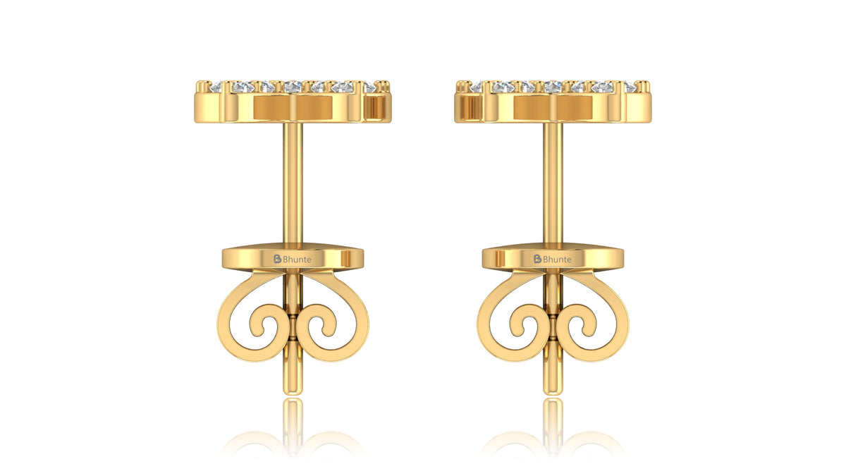 14K Yellow Gold Butterfly Diamond Stud Earrings