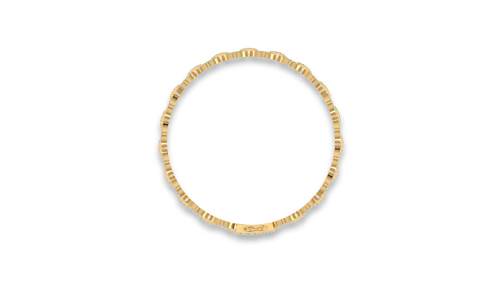14K Yellow Gold Oval Link Diamond Bracelet