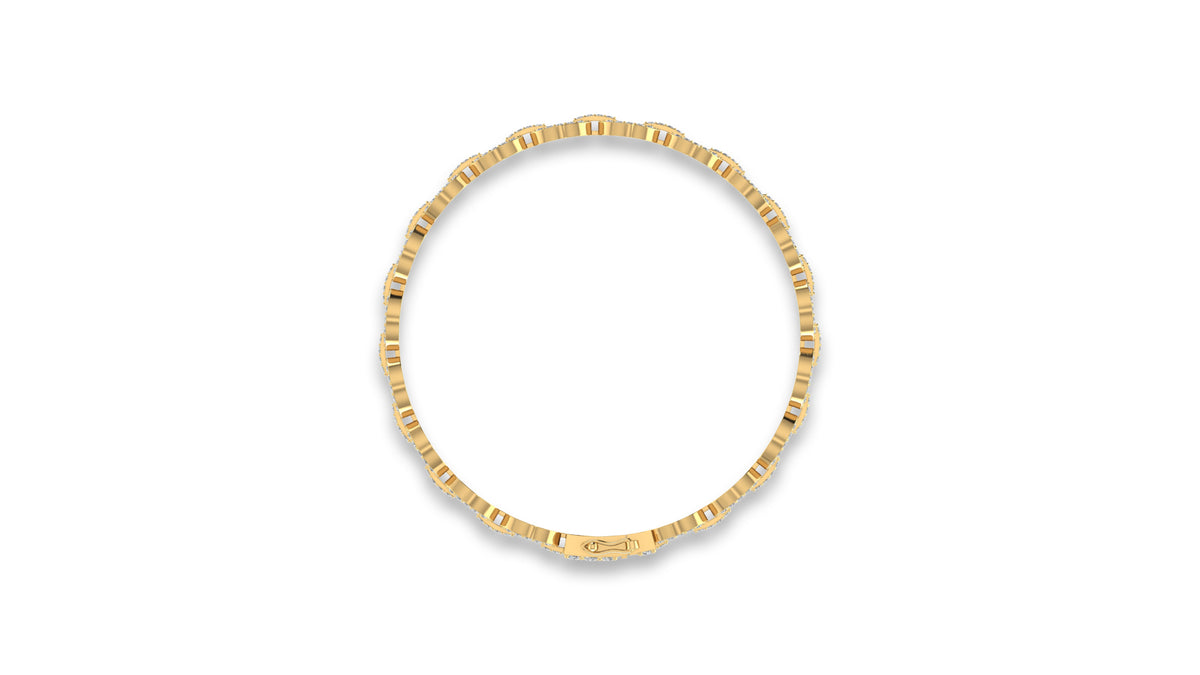 14K Yellow Gold Oval Link Diamond Bracelet