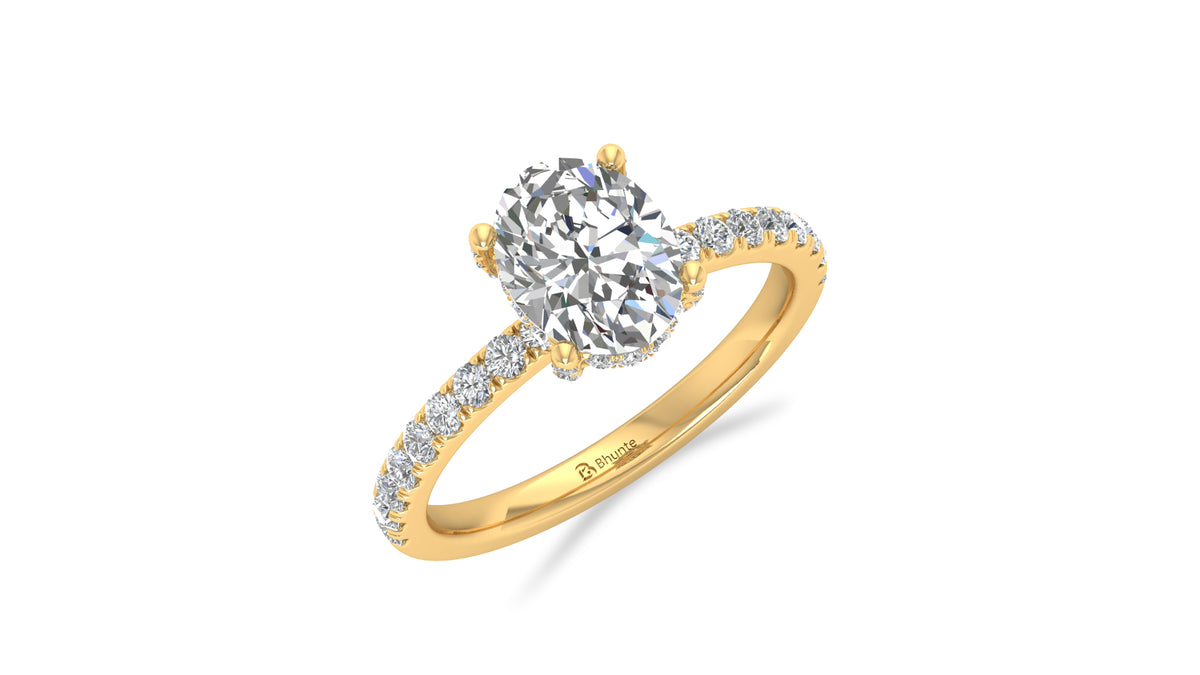 14K Yellow Gold Oval Diamond Engagement Ring
