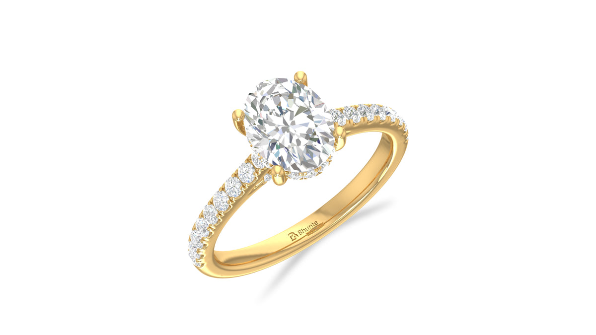 14K Yellow Gold Oval Diamond Engagement Ring