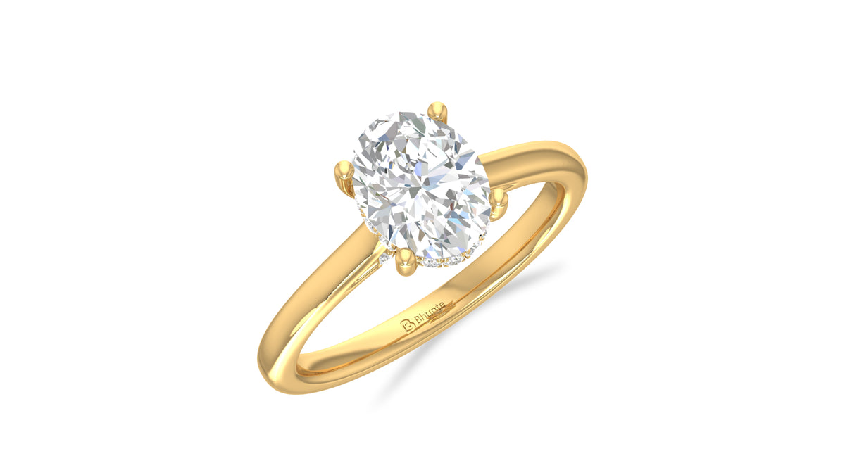 14K Yellow Gold Oval Diamond Engagement Ring
