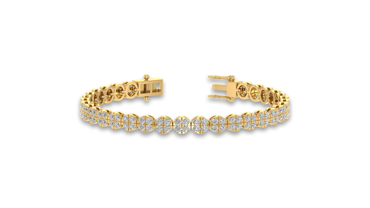 14K Yellow Gold Round Diamond Tennis Bracelet