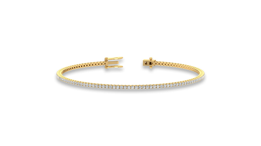 14K Yellow Gold Round Diamond Tennis Bracelet
