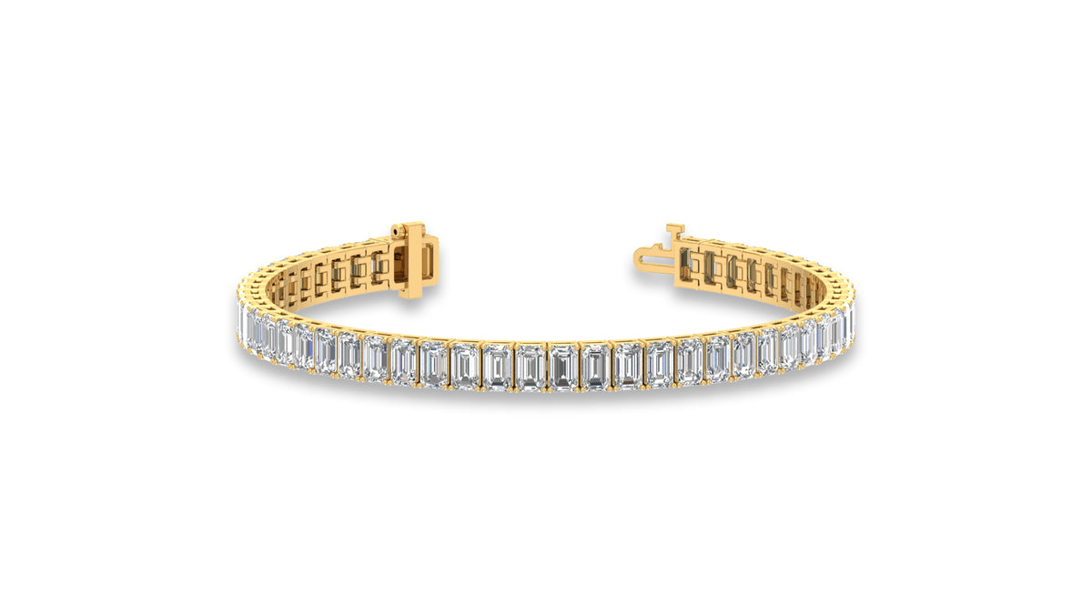 14K Yellow Gold Emerald Cut Diamond Tennis Bracelet
