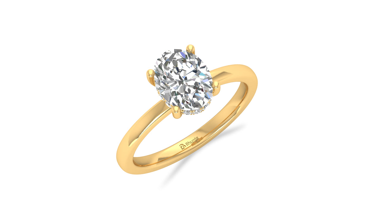 14K Yellow Gold Oval Diamond Solitaire Engagement Ring