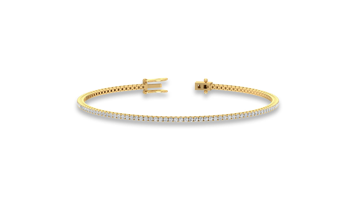 14K Yellow Gold Round Diamond Tennis Bracelet