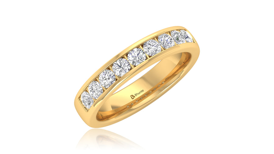 14K Yellow Gold Round Diamond Channel Band Ring