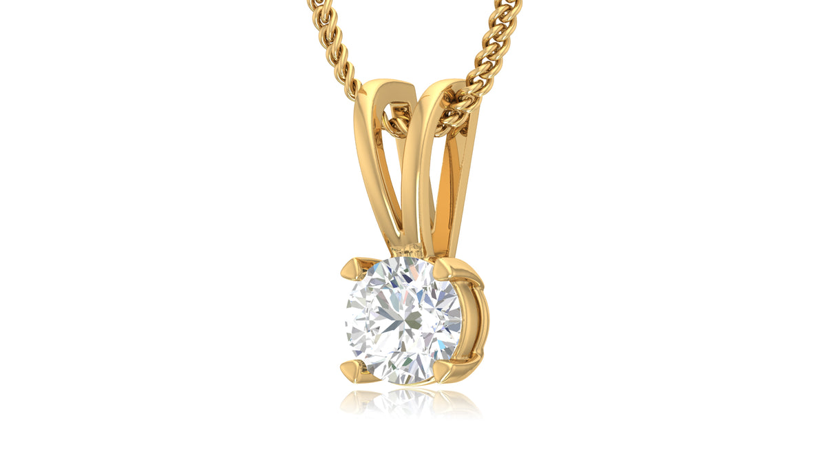 14K Yellow Gold Round Diamond Solitaire Pendant