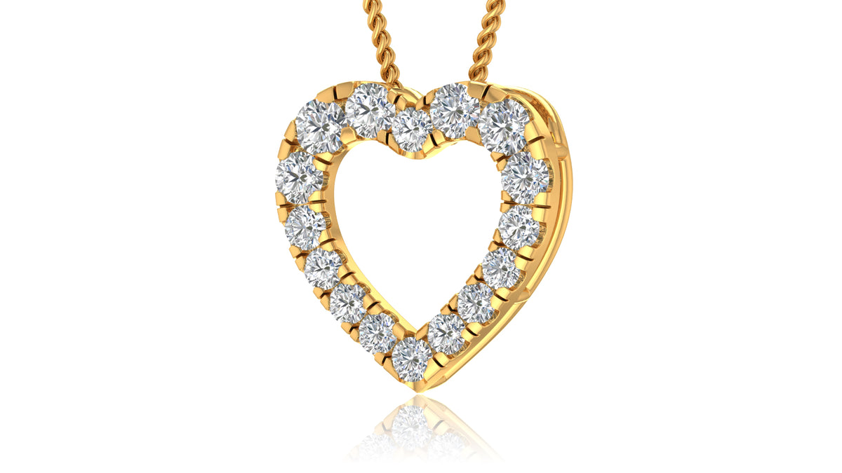 14K Yellow Gold Heart-Shaped Diamond Pendant