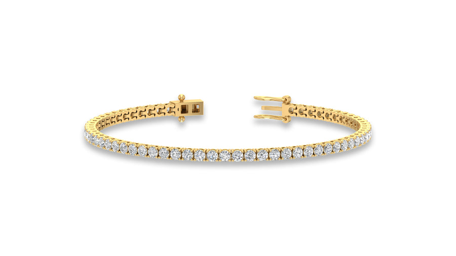 14K Yellow Gold Round Diamond Tennis Bracelet