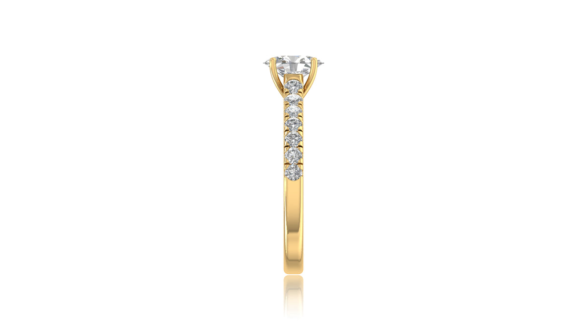 Oval-Cut Diamond Halo Engagement Ring in 14KT Yellow Gold