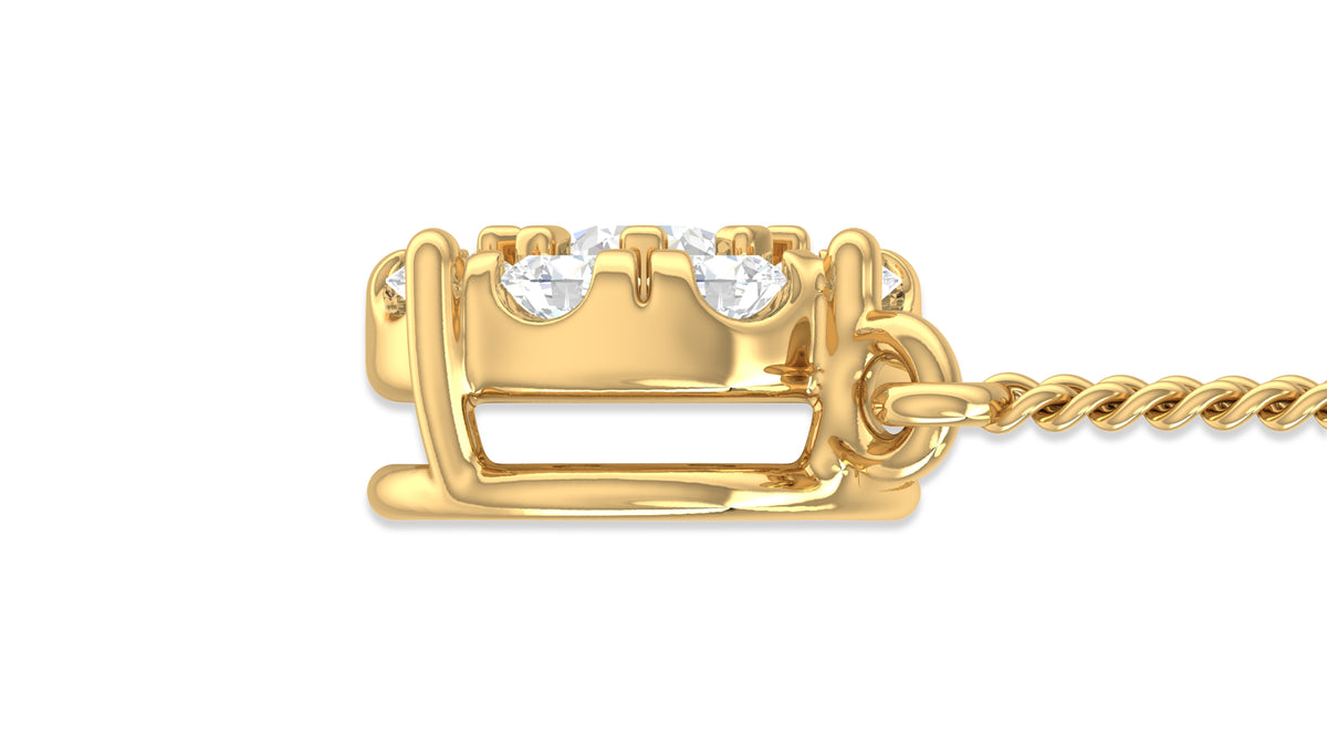14K Yellow Gold Round Halo Diamond Pendant