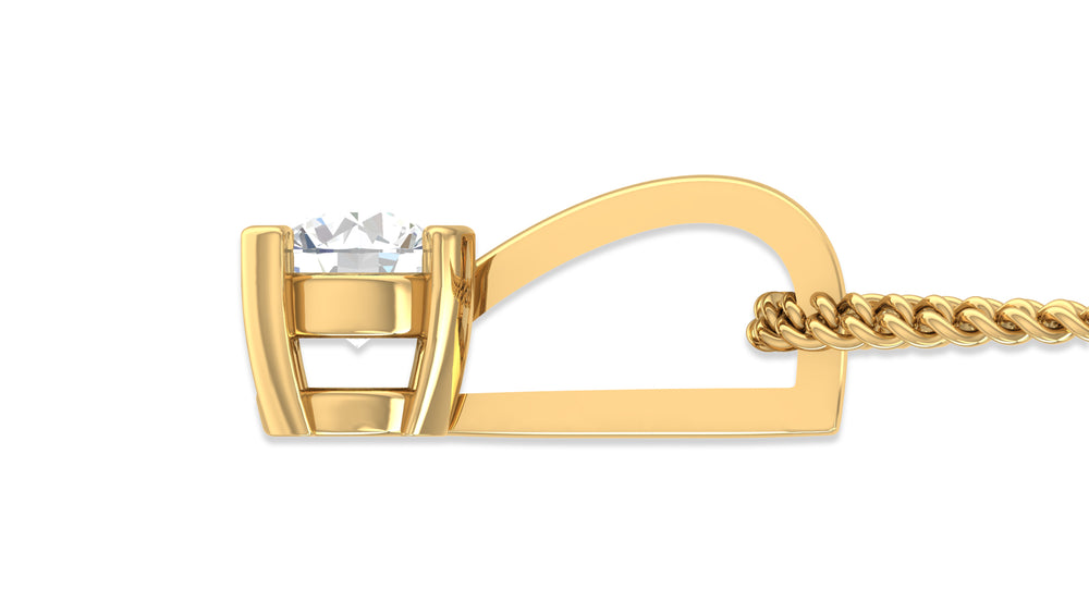 14K Yellow Gold Round Diamond Solitaire Pendant
