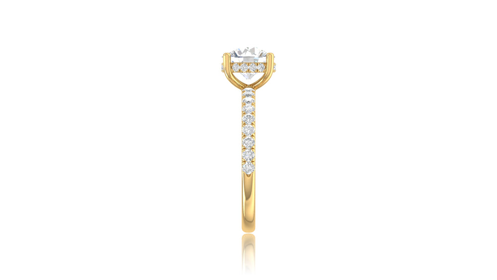 14K Yellow Gold Round Diamond Engagement Ring