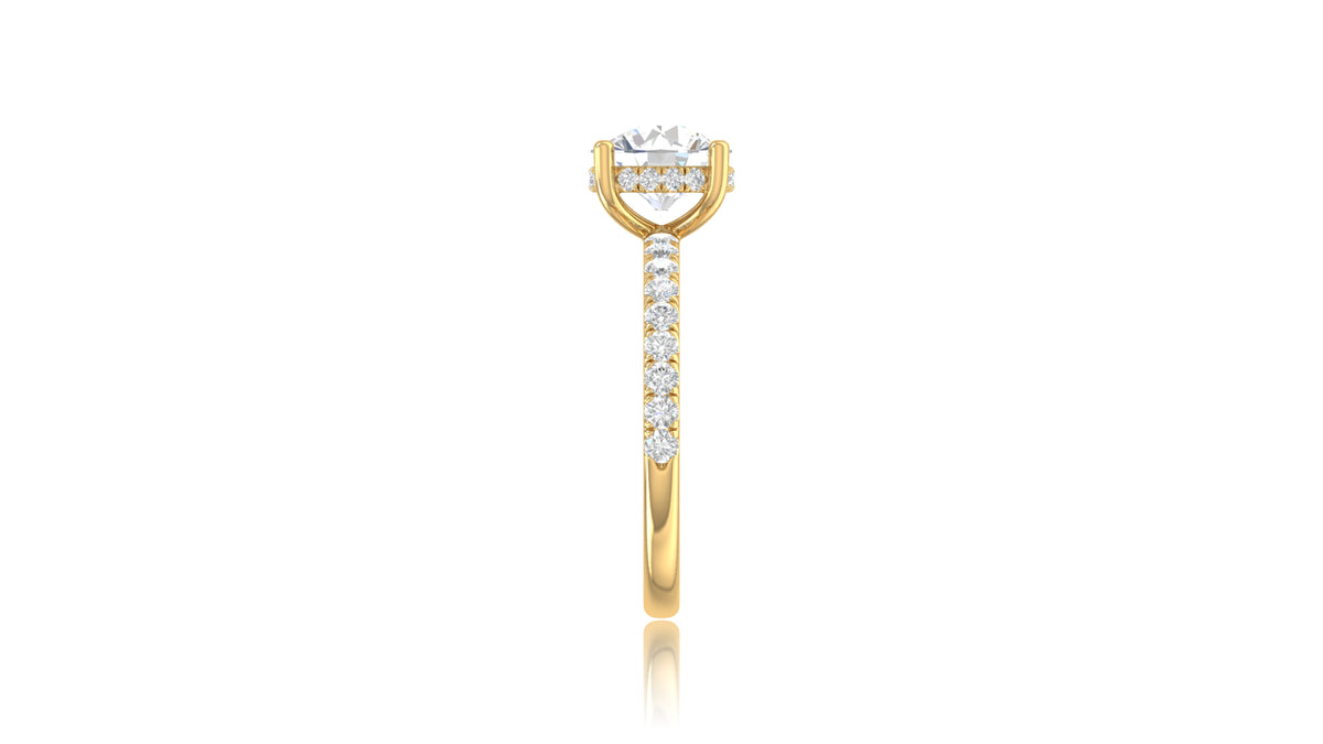 14K Yellow Gold Round Diamond Engagement Ring