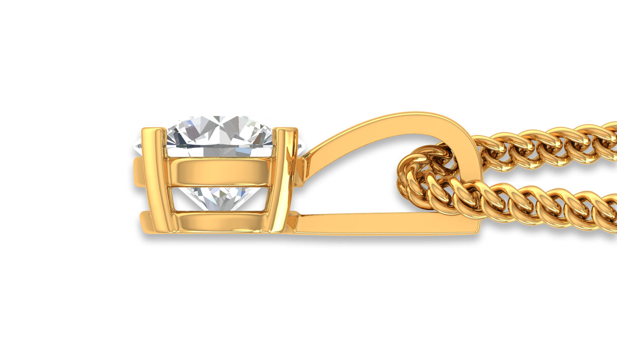 14K Yellow Gold Round Diamond Solitaire Pendant