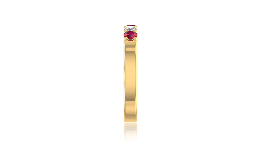 14K Yellow Gold Ruby and Diamond Band Ring