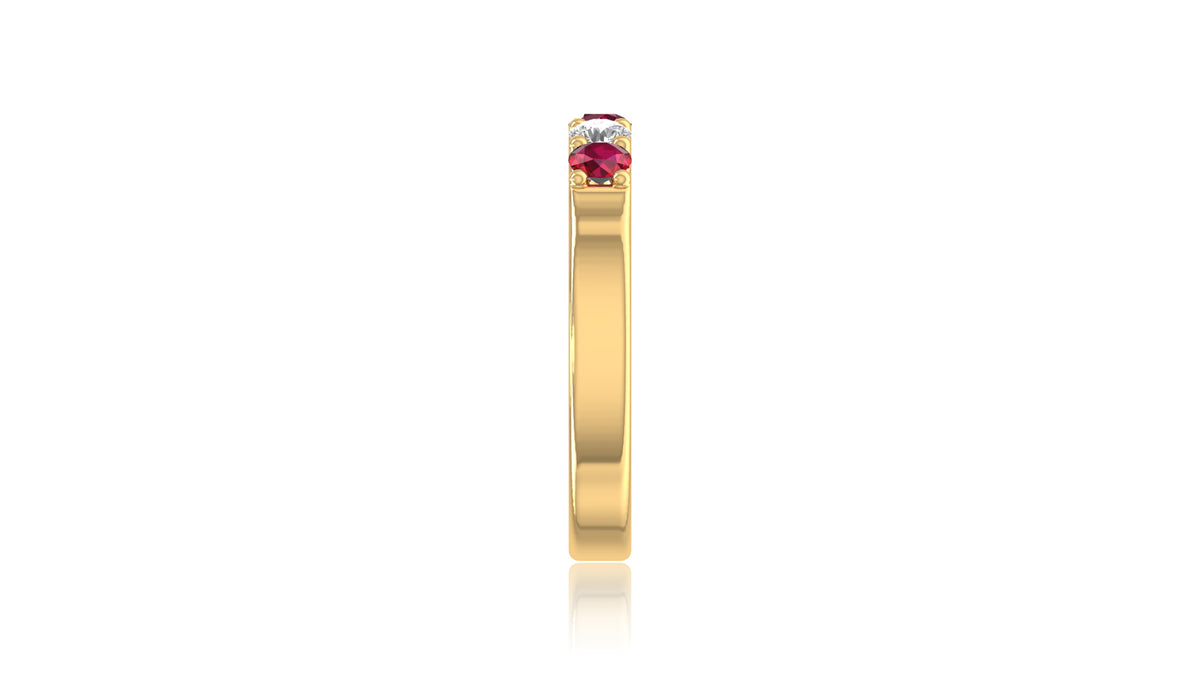 14K Yellow Gold Ruby and Diamond Band Ring