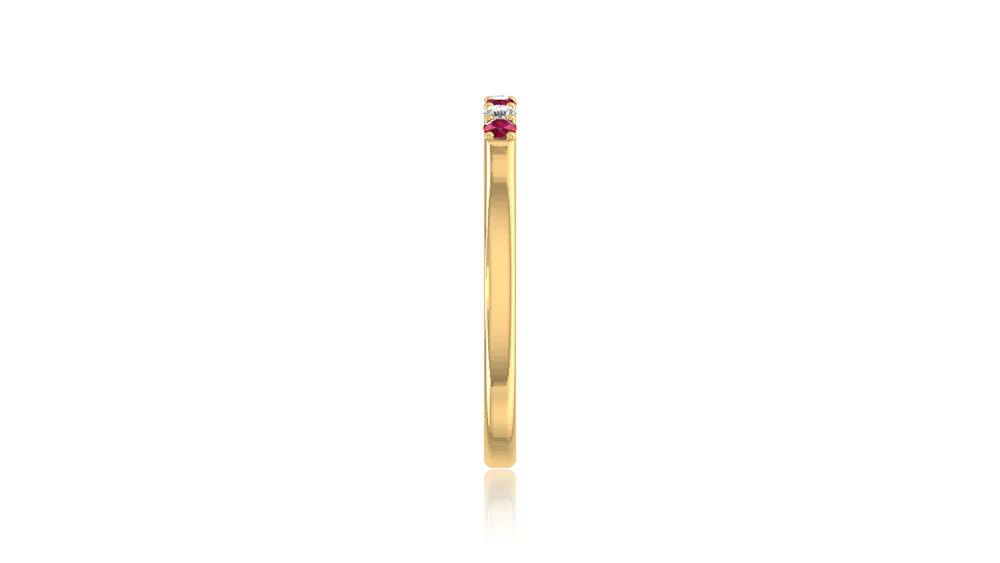 14K Yellow Gold Ruby and Diamond Band Ring