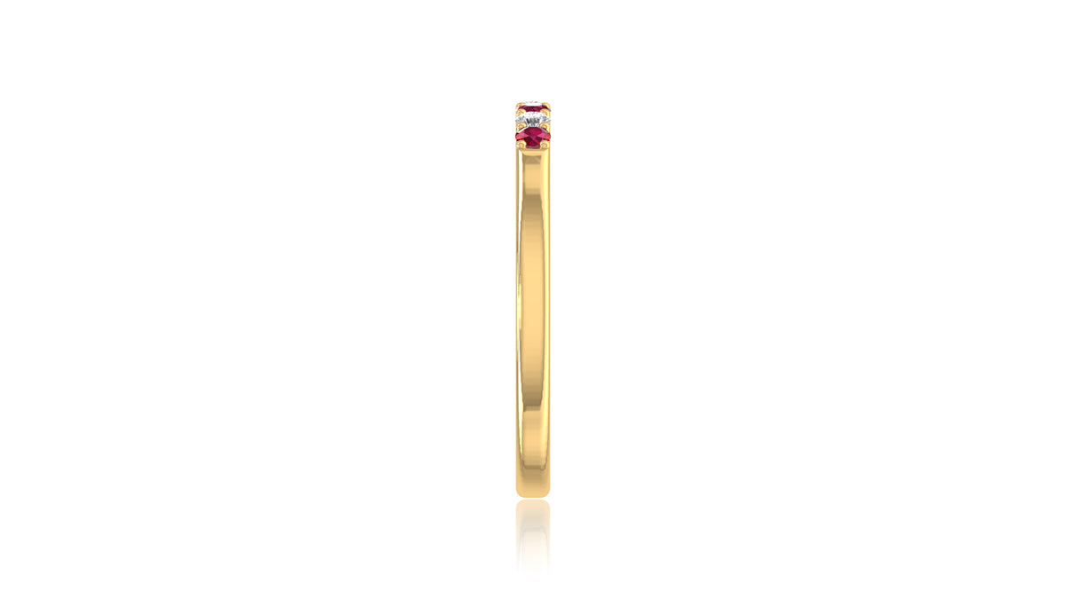 14K Yellow Gold Ruby and Diamond Band Ring