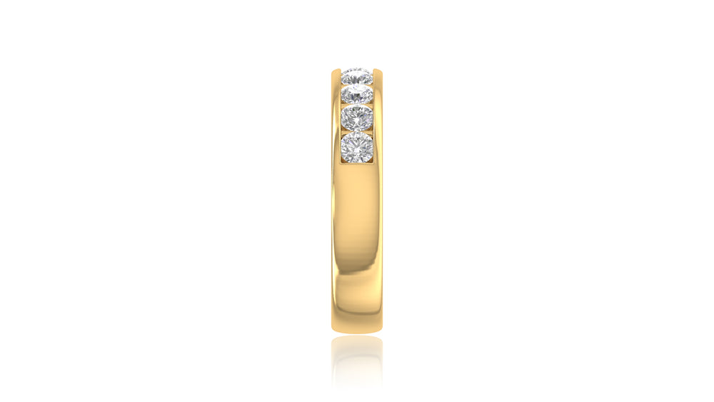 14K Yellow Gold Round Diamond Channel Band Ring