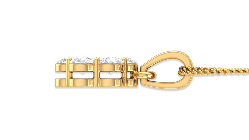 14K Yellow Gold Round Diamond Flower Pendant