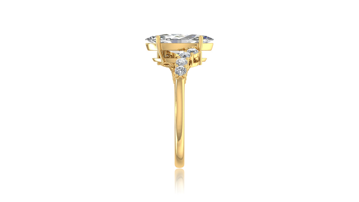 Marquise Diamond Halo Engagement Ring in 14KT Yellow Gold